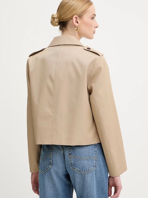 Tommy Hilfiger kurtka bawełniana kolor beżowy przejściowa WW0WW47164 - zdjęcie produktu nr 2