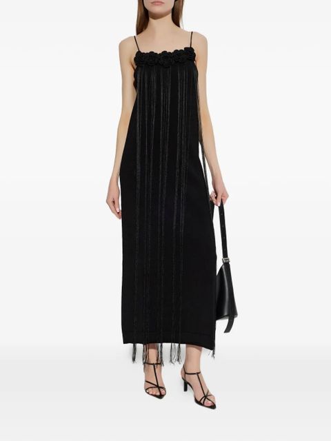 Jil Sander floral-appliqué fringed dress - Black - zdjęcie produktu nr 2