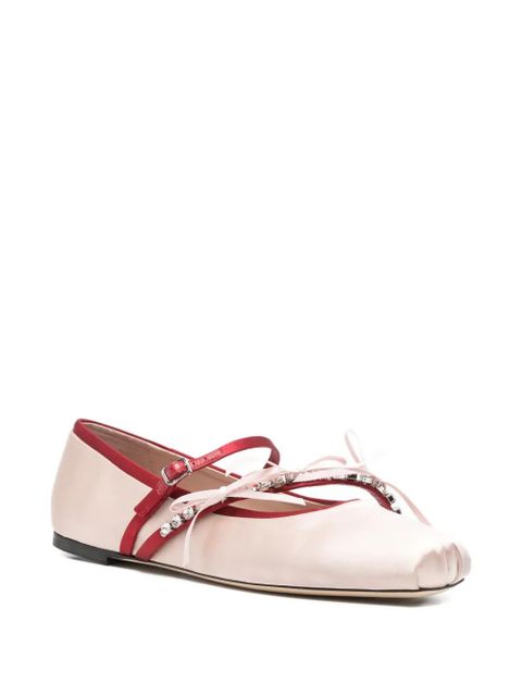 Jimmy Choo Loli satin bows ballerina flats - Neutrals