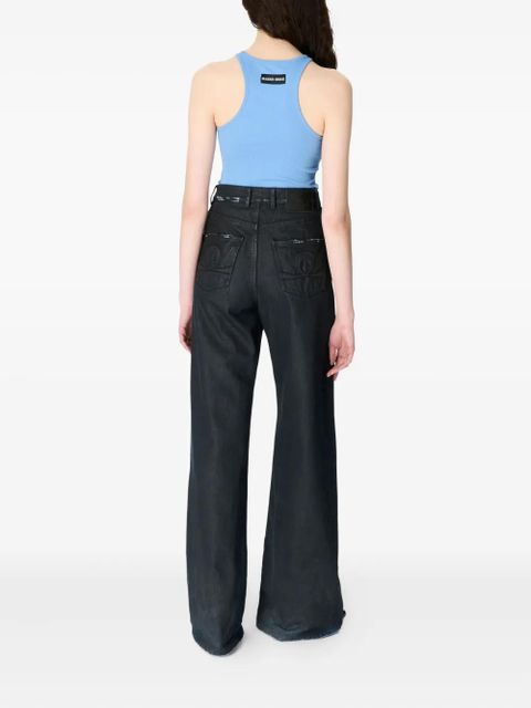 Marine Serre logo ribbed-jersey tank top - Blue