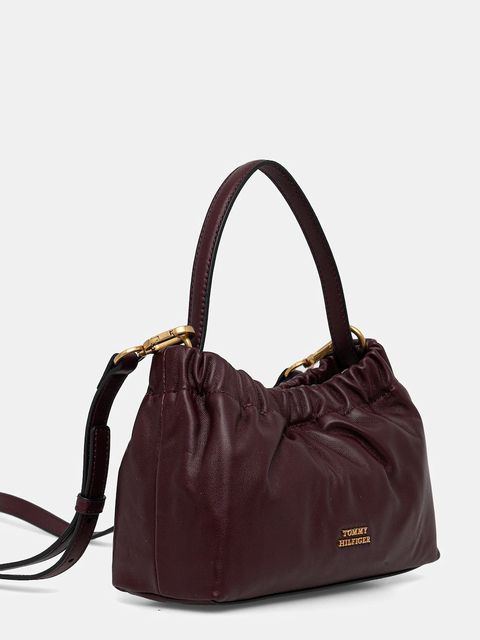 Tommy Hilfiger torebka skórzana kolor bordowy AW0AW18306 - zdjęcie produktu nr 2