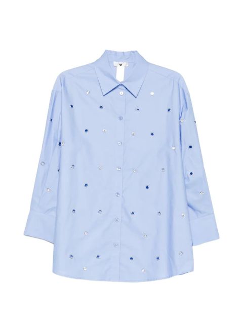 TWINSET crystal-embellished eyelet shirt - Blue - zdjęcie produktu nr 1