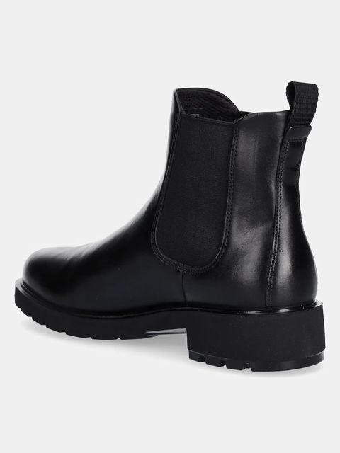 Ecco sztyblety skórzane Metro Vienna Chelsea damskie kolor czarny na płaskim obcasie 231323-01001