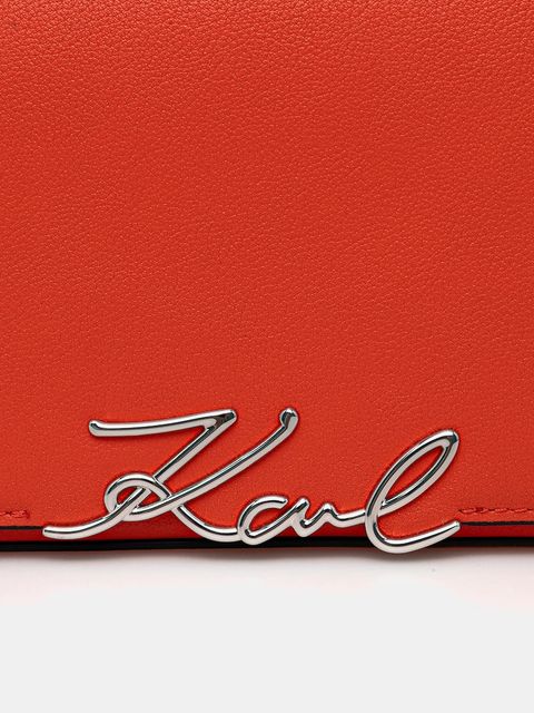 Karl Lagerfeld torebka skórzana K/SIGNATURE kolor pomarańczowy B1W32037
