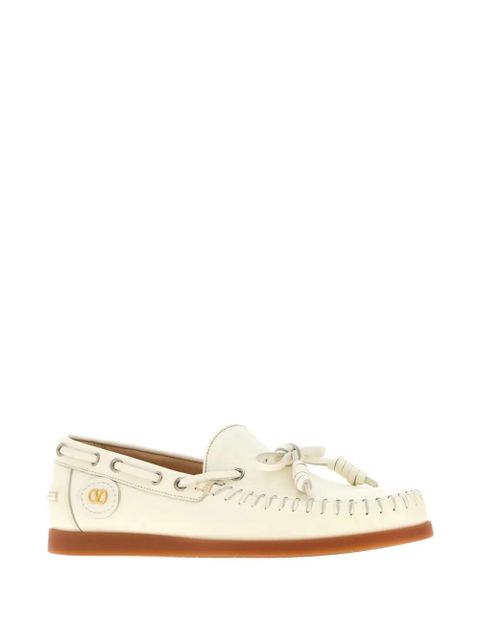 Valentino Garavani Palm Avenue buffalo leather boat shoes - White
