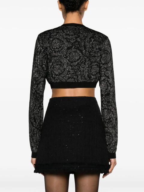 Versace Barocco lurex cropped cardigan - Black