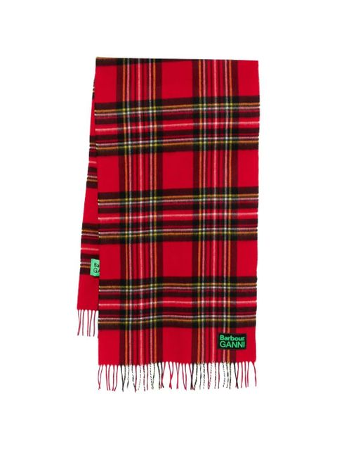 Barbour x GANNI check fringed scarf - Red - zdjęcie produktu nr 1