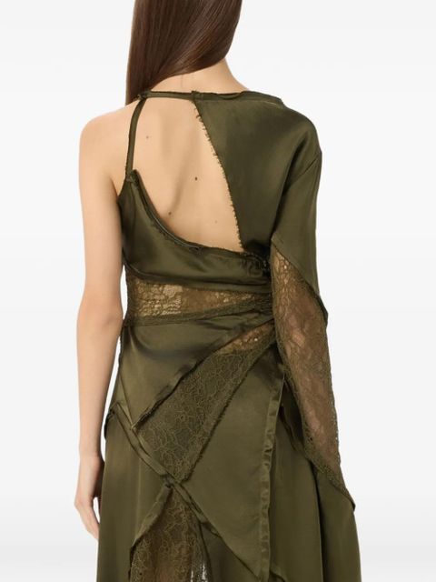 Blumarine lace-trim asymmetric top - Green