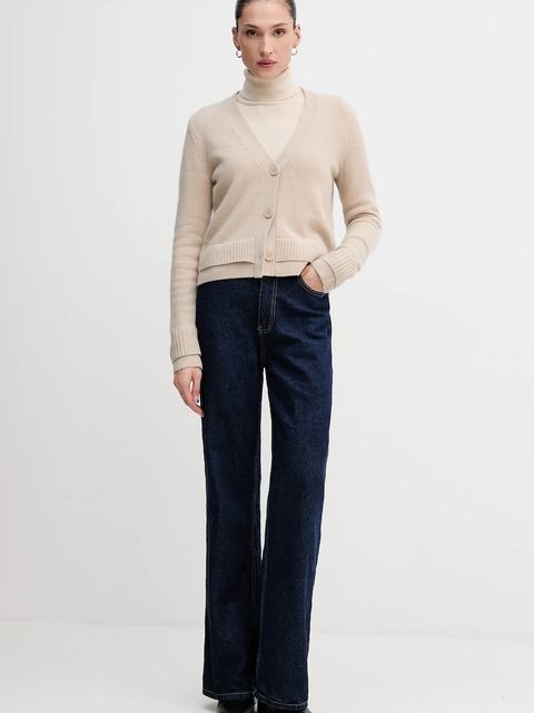 Sisley kardigan z dodatkiem wełny damski kolor beżowy lekki 122WL602S