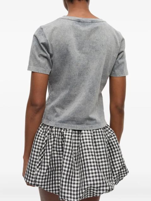 GANNI logo-embroidered T-shirt - Grey