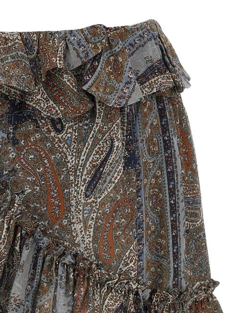 Saint Laurent paisley-print ruffled mini skirt - Blue