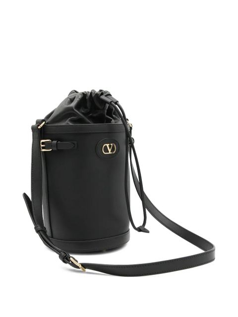 Valentino Garavani logo-buckle bucket bag - Black