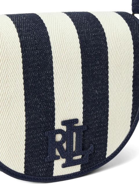 Lauren Ralph Lauren striped logo-plaque shoulder bag - Blue