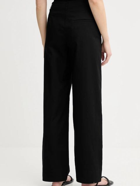 Marc O'Polo spodnie damskie kolor czarny szerokie high waist 506034110243