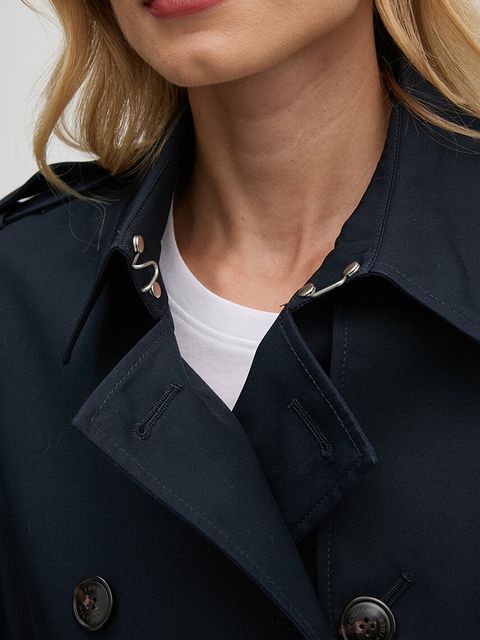 Tommy Hilfiger trencz damski kolor granatowy przejściowy dwurzędowy WW0WW42133