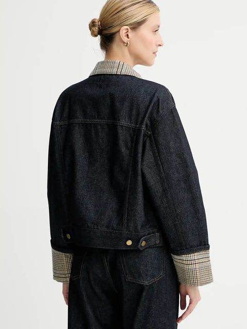 Rag & Bone kurtka jeansowa kolor czarny przejściowa oversize RJ1025FORMR