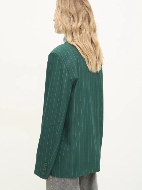 Answear.LAB marynarka kolor zielony jednorzędowa wzorzysta