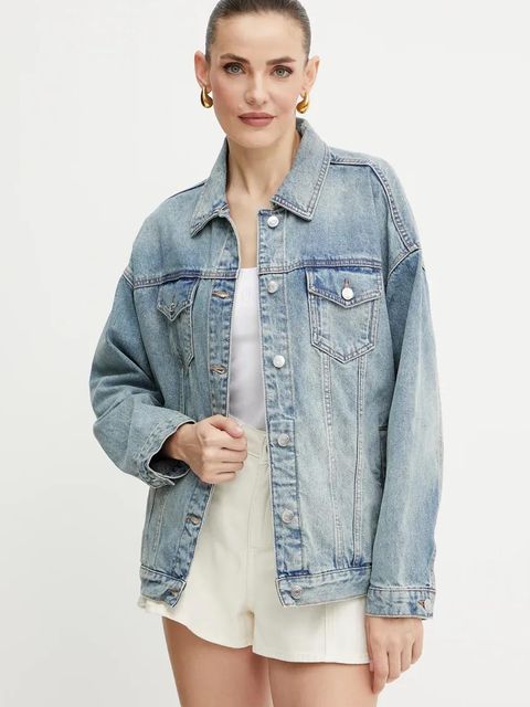 Armani Exchange kurtka jeansowa kolor niebieski przejściowa oversize XW000902 AF10869