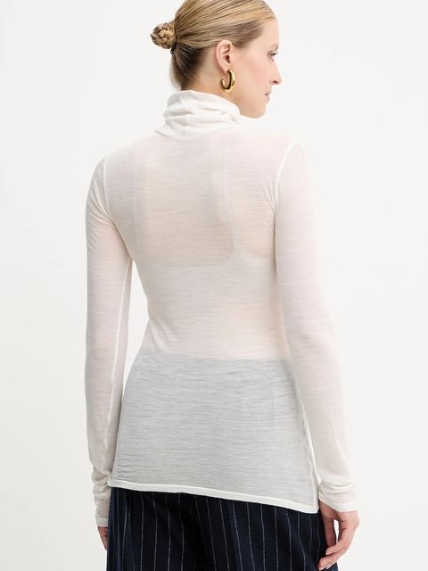 Liviana Conti longsleeve wełniany kolor beżowy z golfem F5WH17