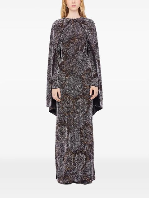 Rabanne long-sleeve pearl crepe dress - Black