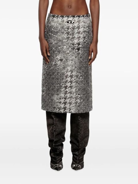 Diesel jacquard houndstooth midi skirt - Black