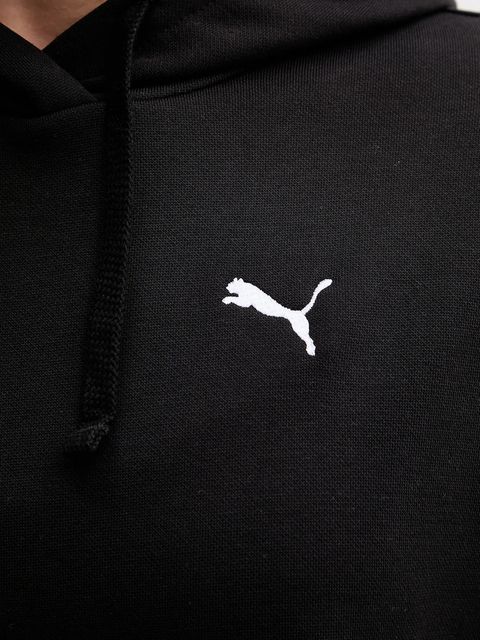 Puma bluza damska kolor czarny z kapturem z aplikacją 684976