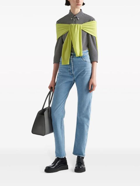 Prada logo-appliqué cashmere jumper - Yellow