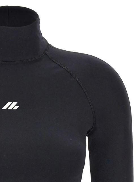 Balenciaga Activewear embroidered-logo turtleneck top - Black