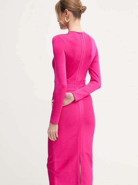 Herve Leger sukienka Freya kolor różowy midi dopasowana HLT8498785