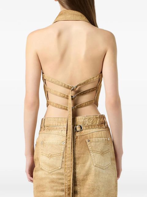 Blumarine button denim tank top - Neutrals