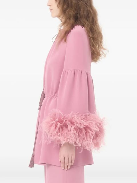 Valentino Garavani Cady Couture feather-trim blouse - Pink