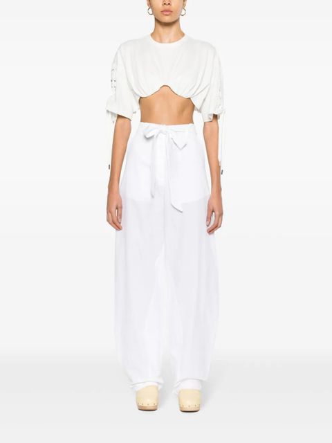 PINKO belted wide-leg trousers - White - zdjęcie produktu nr 2