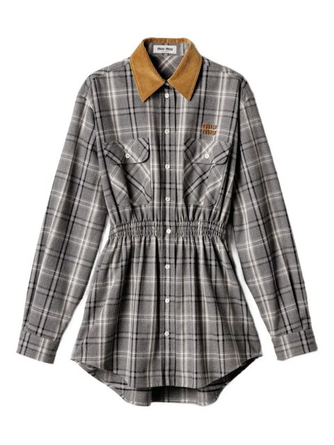 Miu Miu buttoned check-pattern mini dress - Grey - zdjęcie produktu nr 1