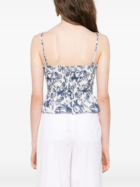 Maje graphic-print smocked top - White