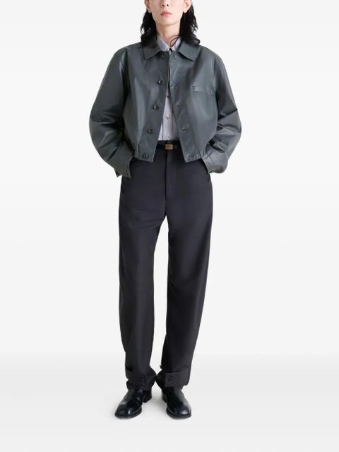 LEMAIRE buttoned-up elasticated leather jacket - Grey