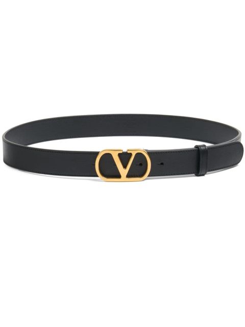 Valentino Garavani logo-buckle leather belt - Black