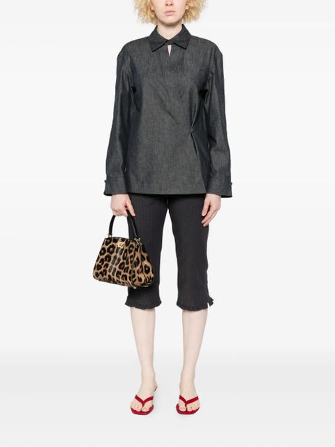 FENDI wrap-effect denim shirt - Blue - zdjęcie produktu nr 2