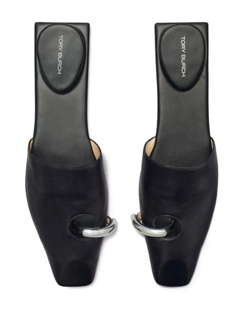Tory Burch pierced leather slippers - Black