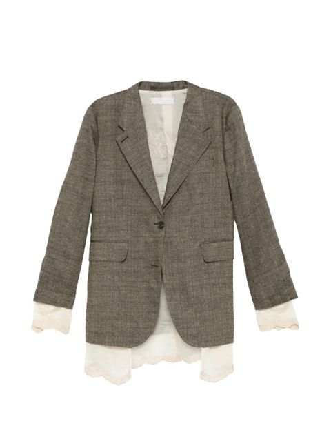 OUR LEGACY Drip lace-trim oversized blazer - Green - zdjęcie produktu nr 1