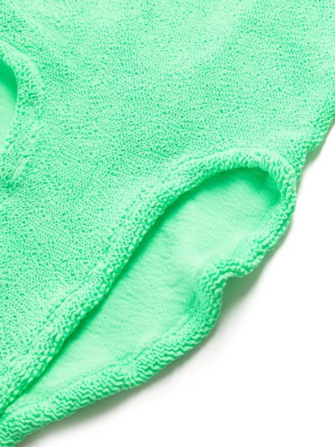 Hunza G square-neck crinkled-finish swimsuit - Green
