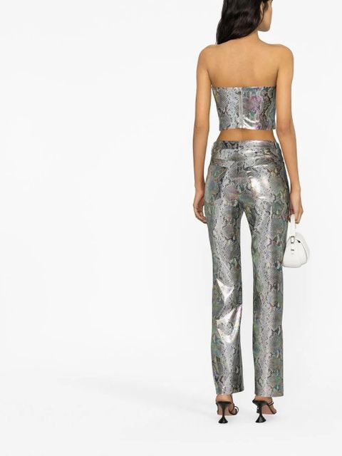 ROTATE BIRGER CHRISTENSEN holographic snakeskin-print trousers - Silver