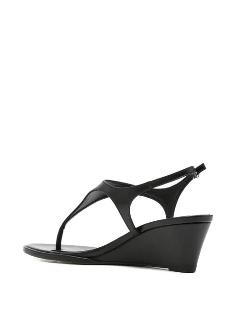 Aeyde Roose leather wedge sandals - Black