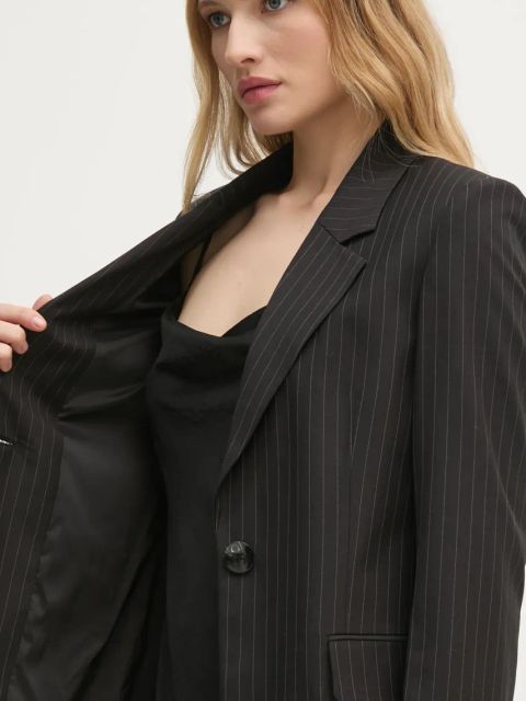 Sisley marynarka z domieszką wełny kolor czarny jednorzędowa wzorzysta 2C3DLW02J