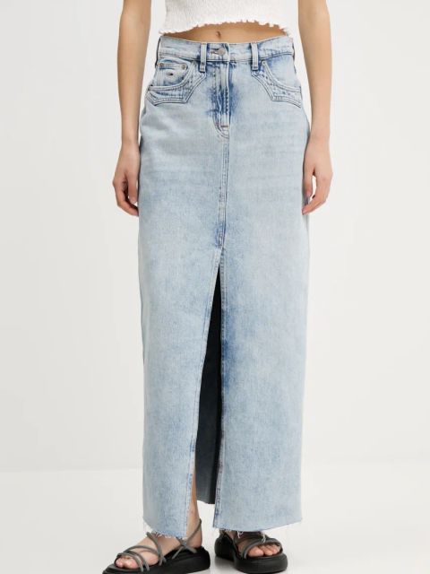 Tommy Jeans spódnica kolor niebieski maxi prosta DW0DW21419
