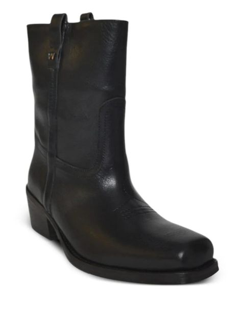 Weekend Max Mara 60mm leather square-toe boots - Black - zdjęcie produktu nr 2