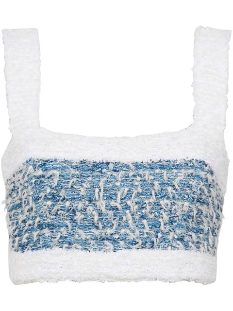 Balmain denim tweed crop top - White - zdjęcie produktu nr 1