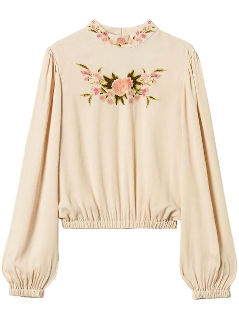 TWINSET floral-embroidered blouse - Neutrals - zdjęcie produktu nr 1