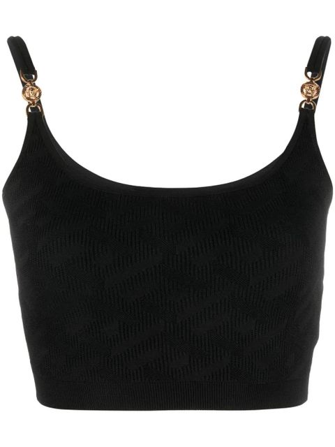 Versace La Greca Medusa '95 knitted crop top - Black - zdjęcie produktu nr 1