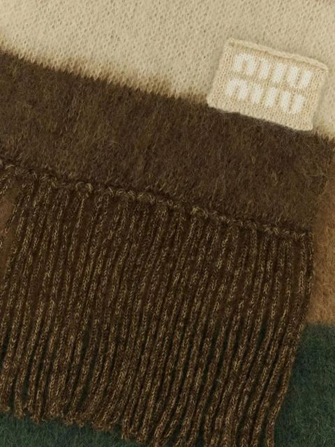 Miu Miu logo-embroidered scarf - Brown - zdjęcie produktu nr 2
