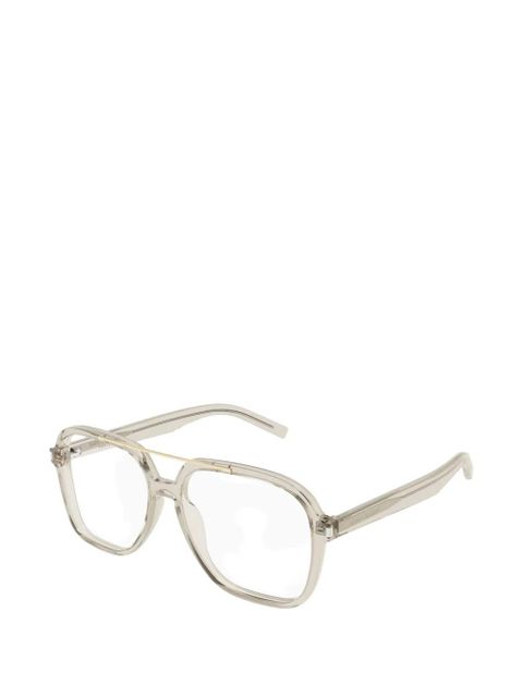 Saint Laurent Eyewear geometric-frame glasses - Neutrals - zdjęcie produktu nr 2
